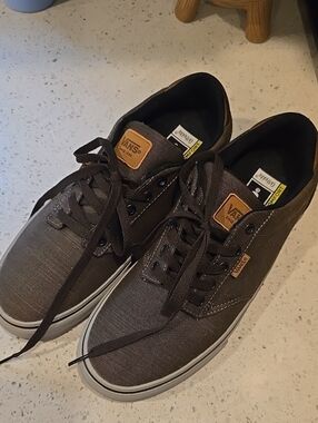 Vans Brown Canvas Low-Top Sneakers with Tan Accents